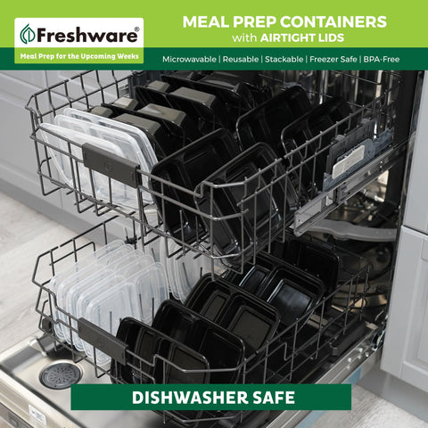 Freshware durable plastic meal prep set for long-term use.