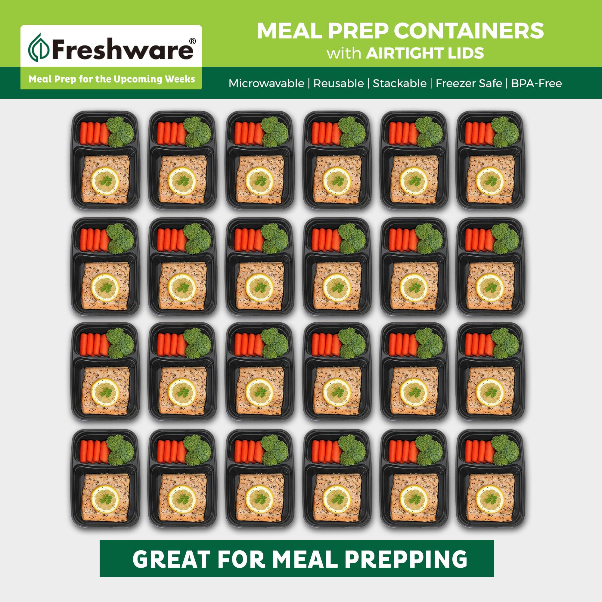 Freshware BPA-free food storage container safe for fridge/freezer.