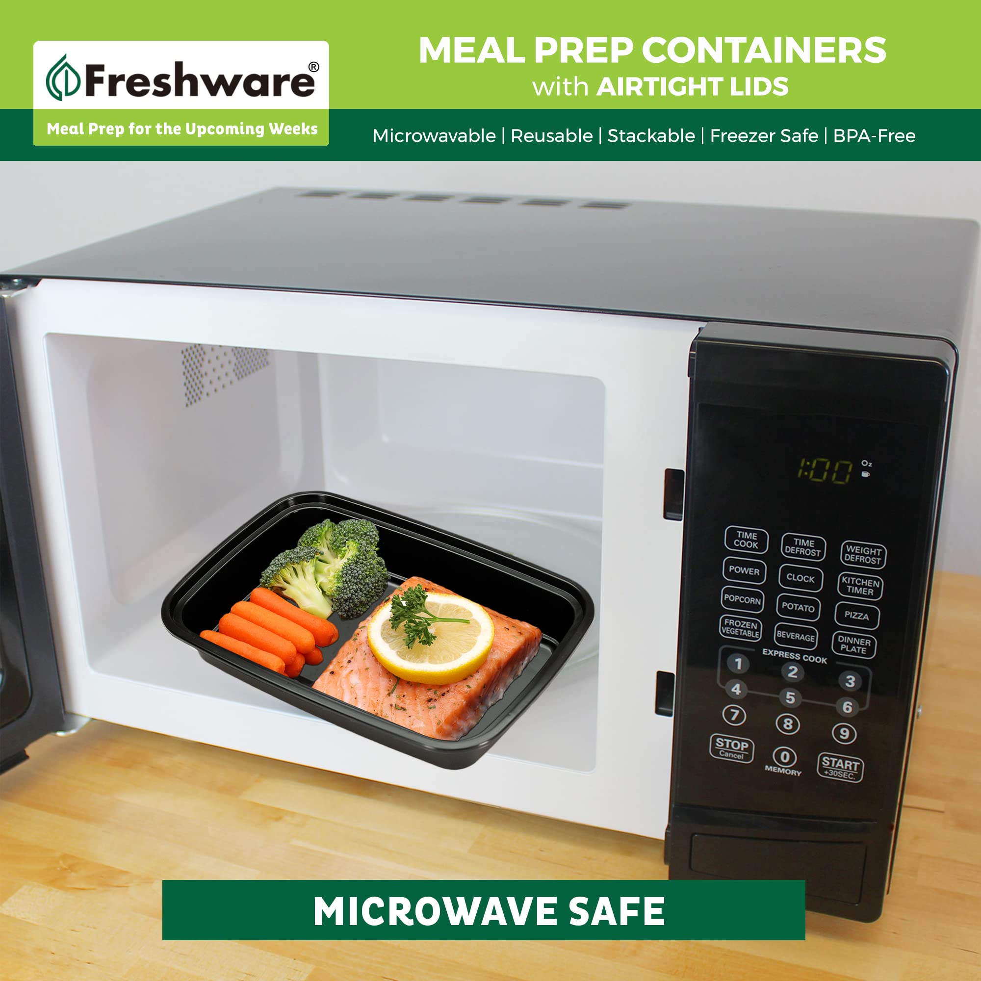 Freshware stackable lunch box saves cupboard space.