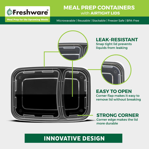 Freshware stackable containers save space in cabinets.
