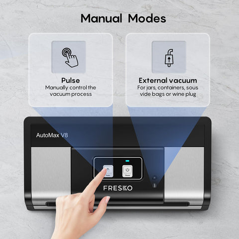 FRESKO Automatic Vacuum Sealer built-in bag cutter aids quick prep.