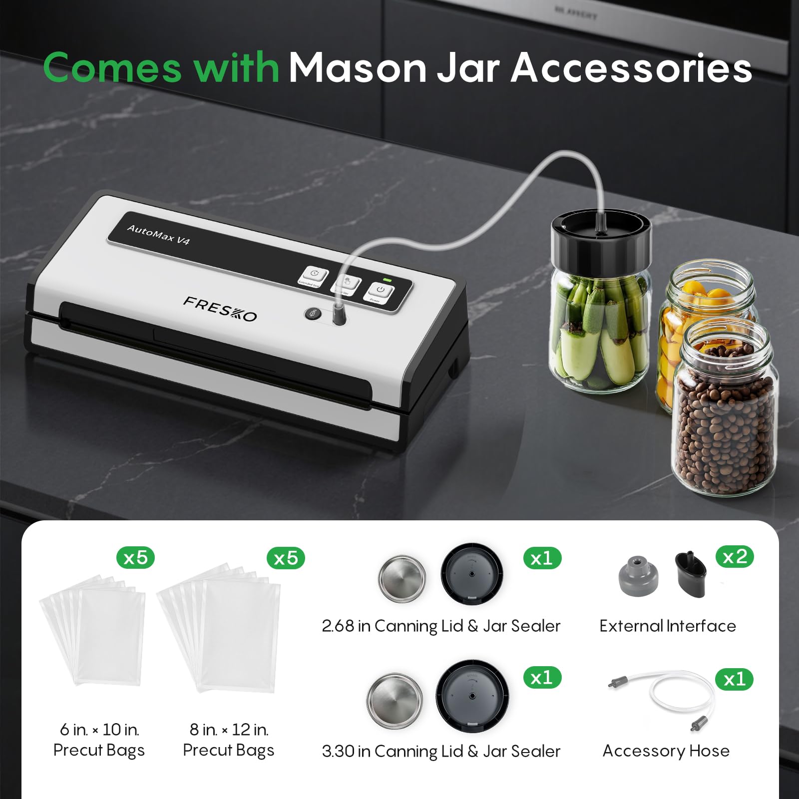 FRESKO vacuum sealer supports batch sealing up to 30 bags.