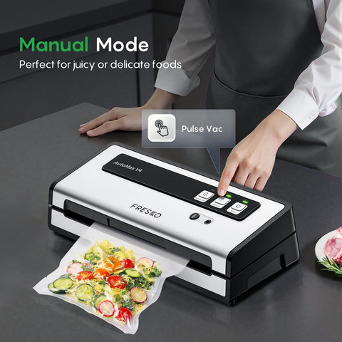 FRESKO vacuum sealer with double heat seal for tight, consistent closures.