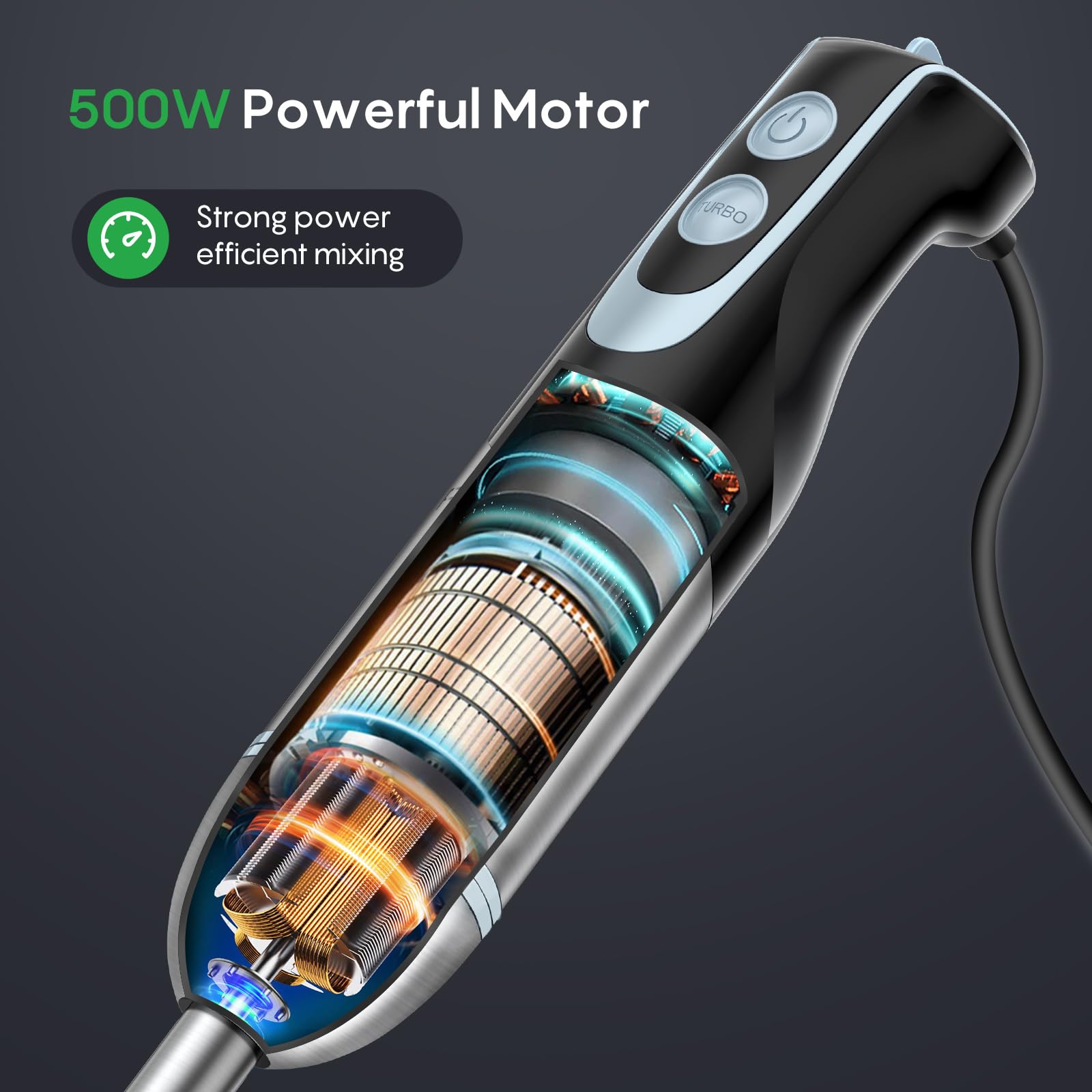 FRESKO immersion blender 12-speed control with Turbo mode for textures