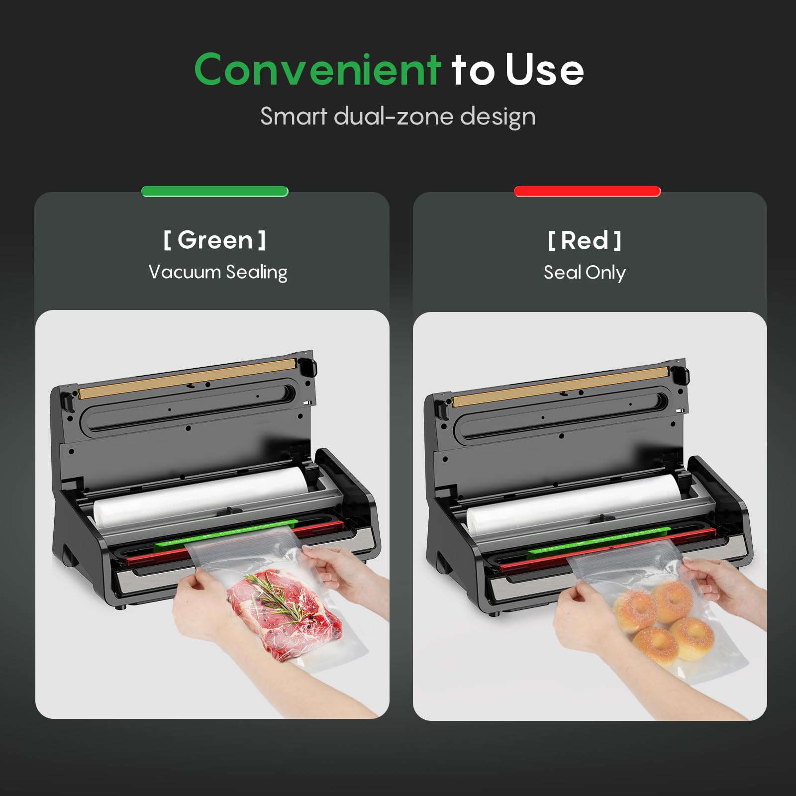 FRESKO vacuum sealer built-in bag cutter and storage keeps the workspace tidy