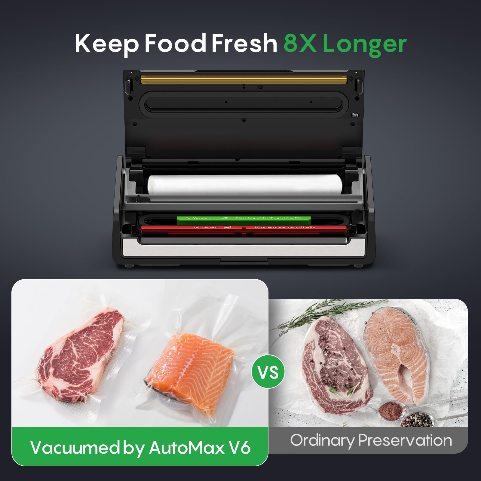 FRESKO vacuum sealer double seal close-up highlights a strong airtight bond