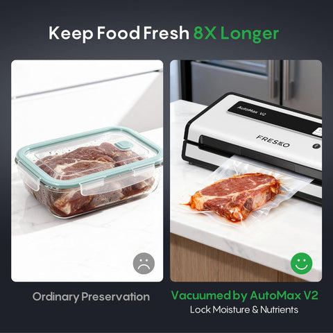 Pulse Vac and Extended Seal ensure careful sealing of moist foods.
