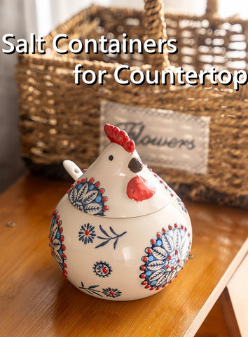 Frezonika rooster decor on countertop adding charm to kitchen decor.