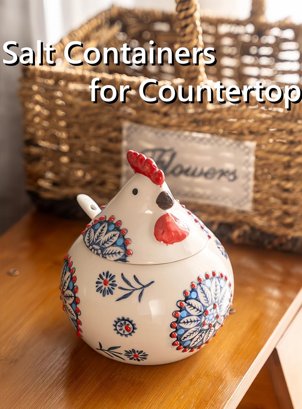 Frezonika decor tabletop chicken blue, adds charm to kitchen shelves