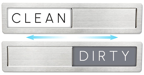 FridayVibez stainless steel dishwasher magnet sign shows clean-dirty labels for organized loads.