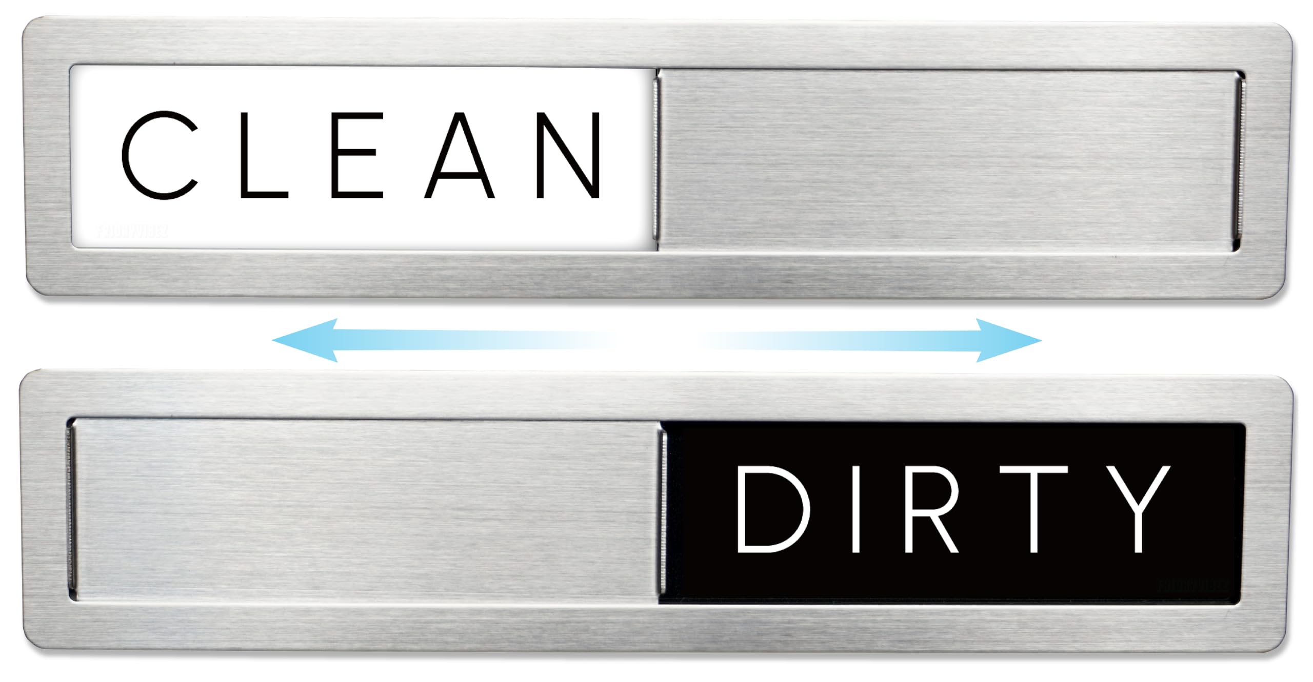 FridayVibez stainless dishwasher sign shows clean or dirty status at a glance.