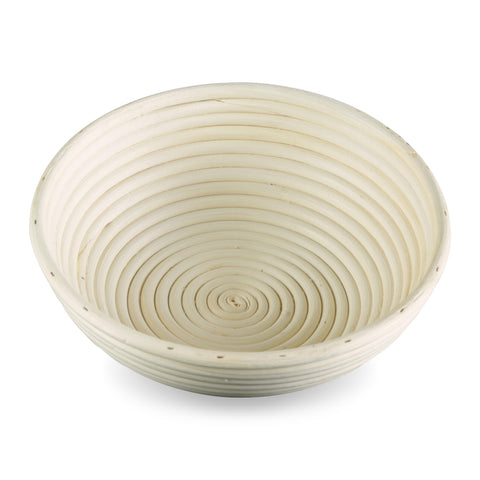 Frieling round proofing basket showing dough rise for artisan bread with crisp crust