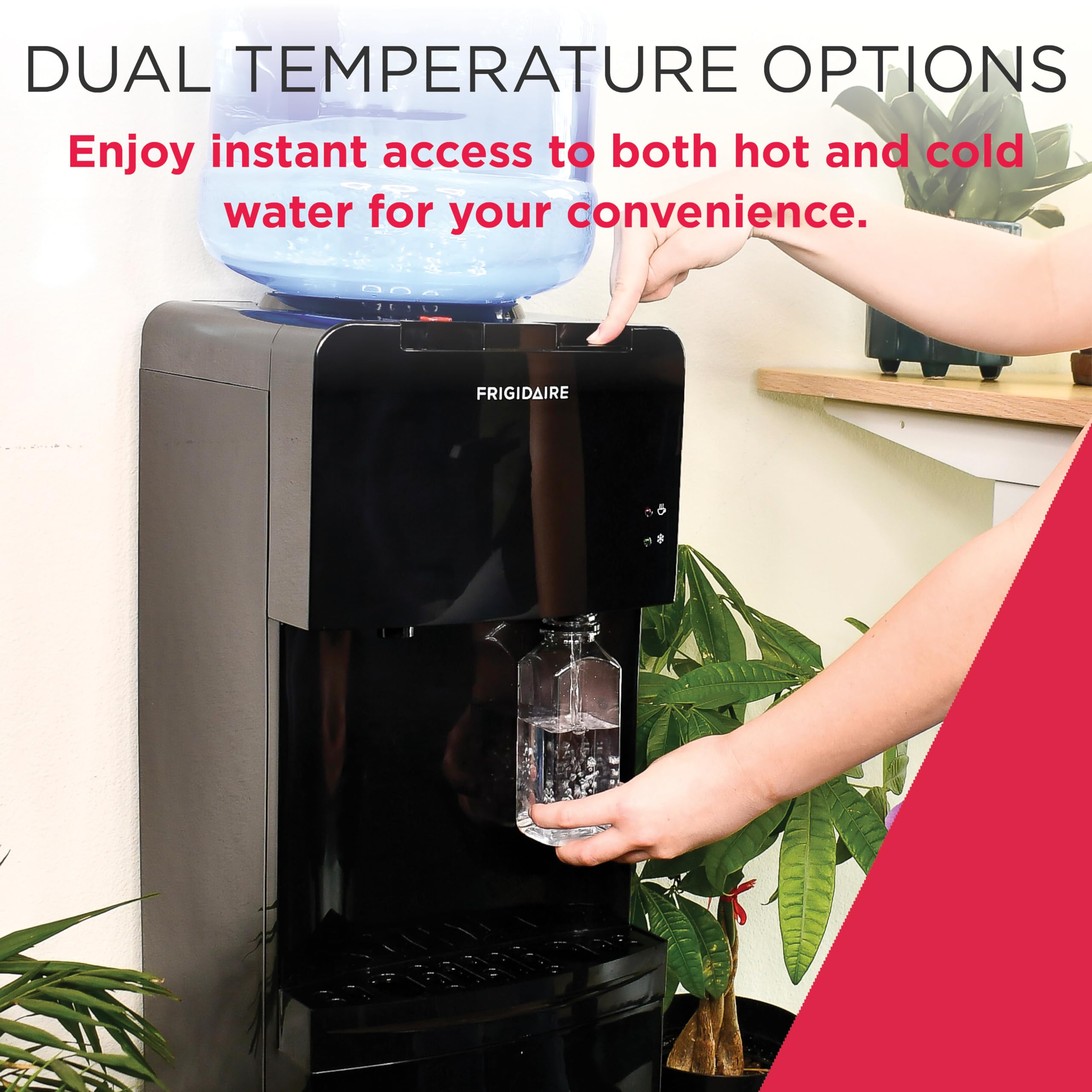 Frigidaire EFWC498 compatible with 3- and 5-gallon bottles.