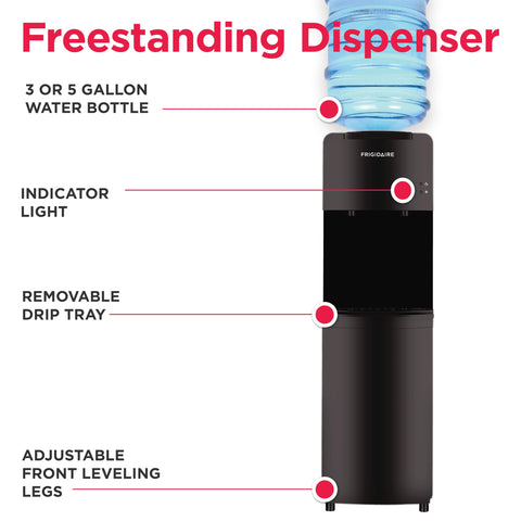 Frigidaire EFWC498 hot-water spigot for quick tea and coffee preparation.