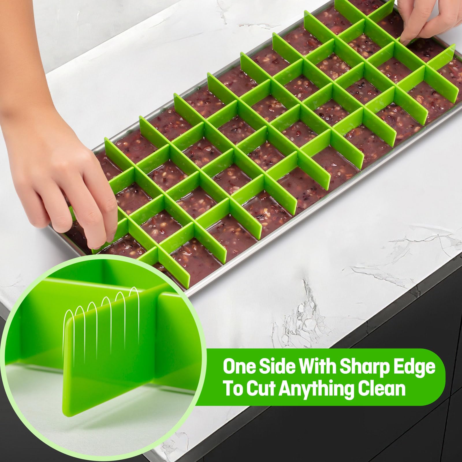 Friheten BPA-free HDPE dividers, food-grade materials for safe handling.