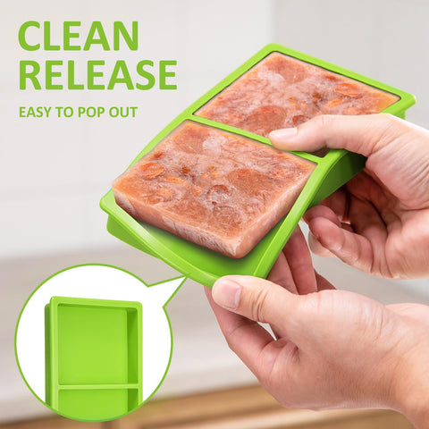 Friheten green silicone dividers are reusable and BPA-free for sustainable prep.