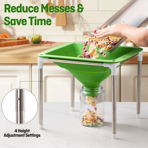 Friheten silicone funnel wide mouth enables fast filling into mason jars.