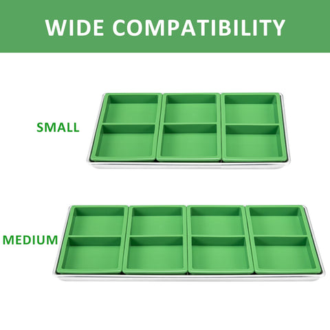 Friheten divider enables freezing multiple foods at once for efficiency.