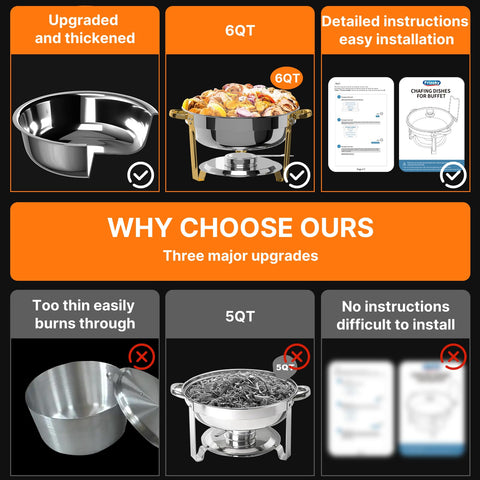 Frizoky chafing dishes silver finish, lid closed, tidy presentation for formal dinners.