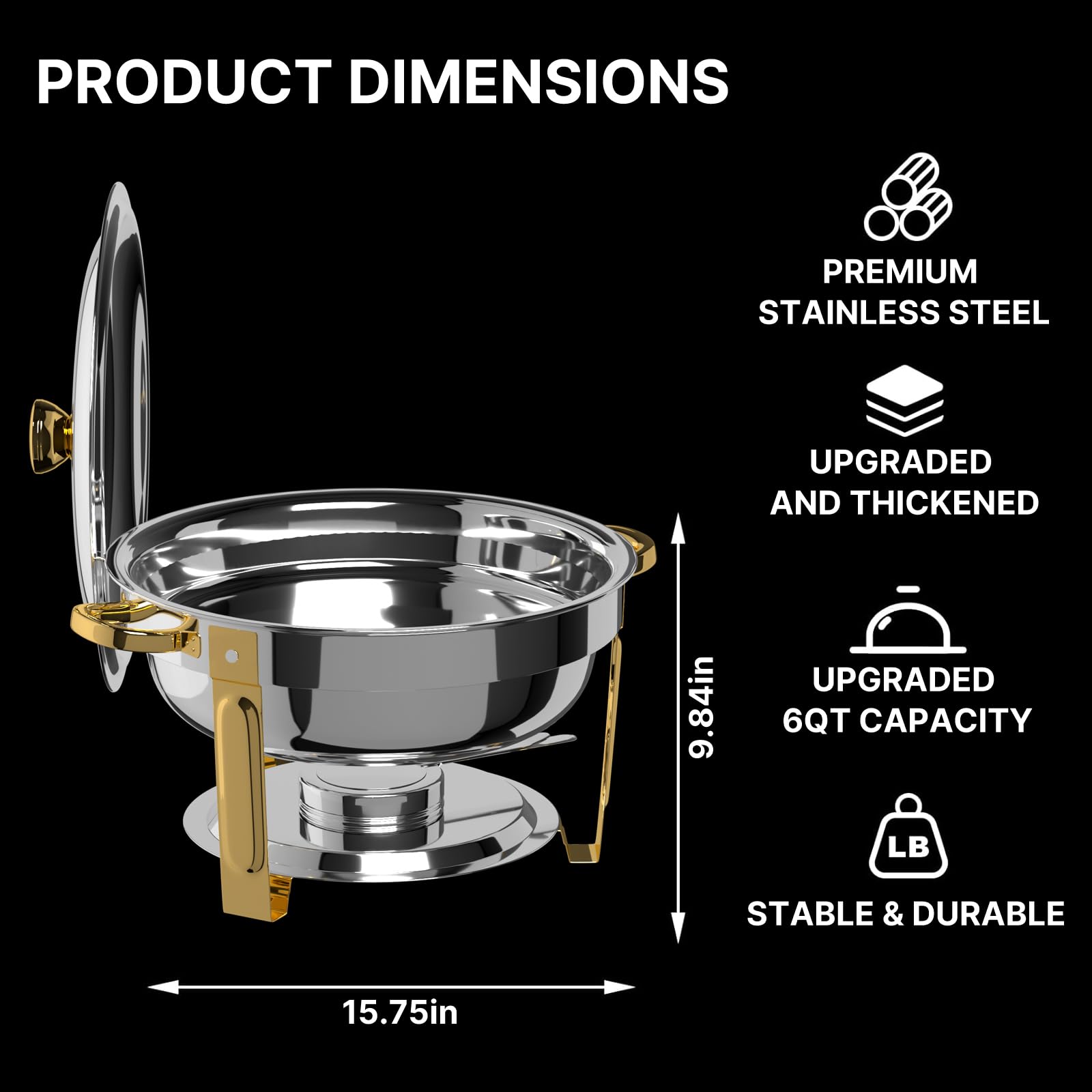 Frizoky dining display with 6QT chafing dishes, adds warmth to menu.