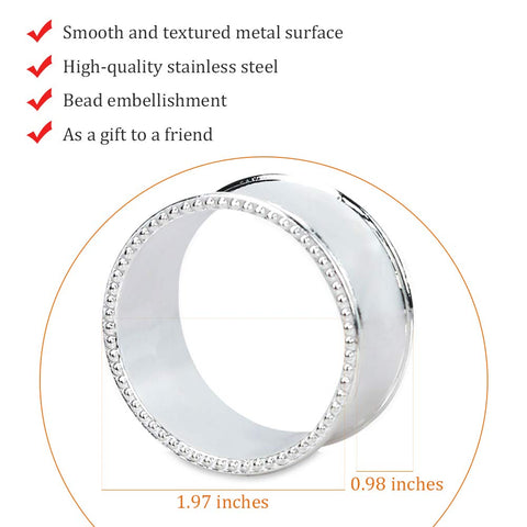 Frjjthchy napkin ring bead detail highlighting subtle texture in silver.