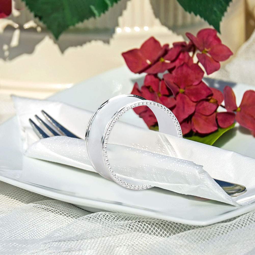 Frjjthchy napkin ring side view showing slim bead-edge in silver.