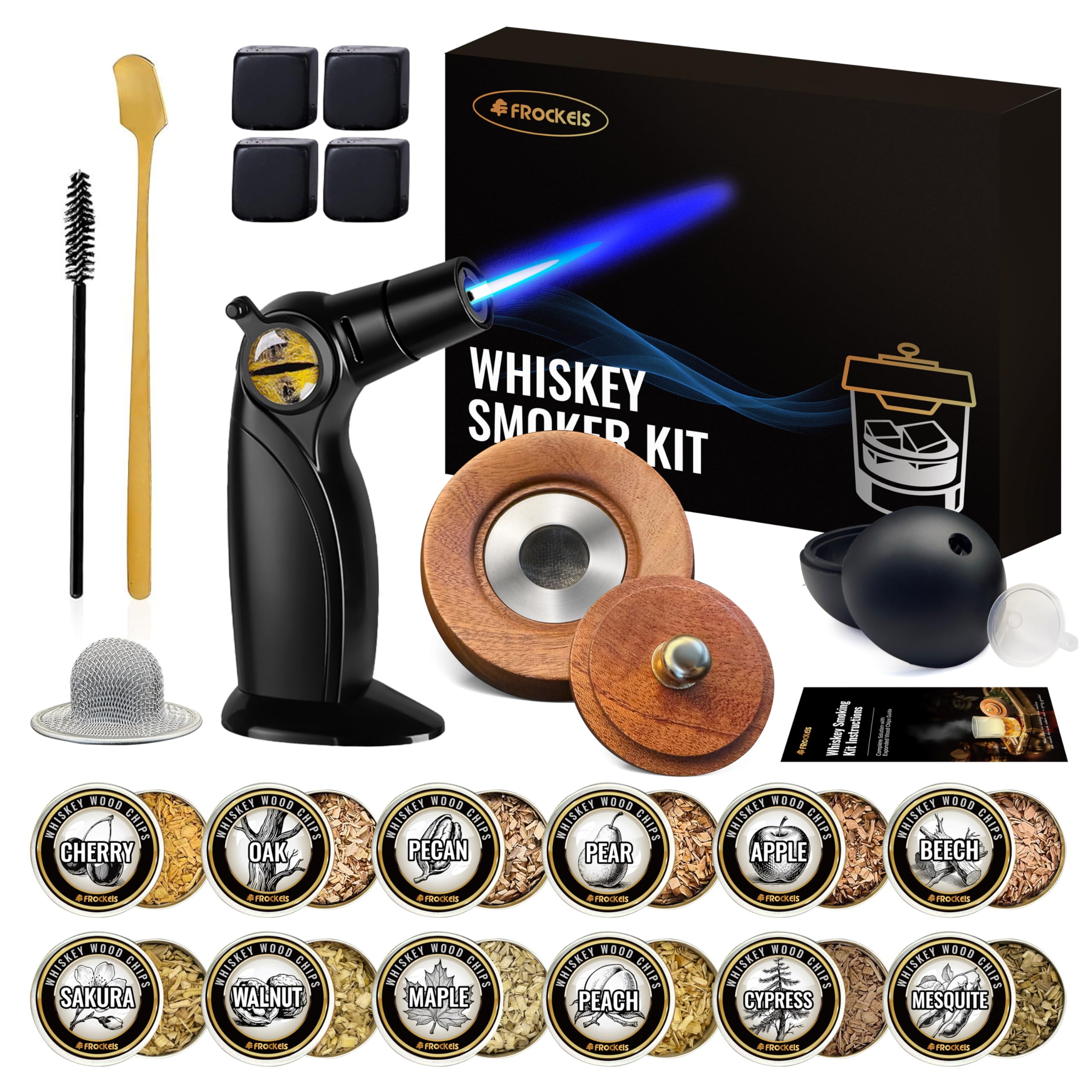 FROCKELS cocktail smoker kit with torch – easy to use at home bar.