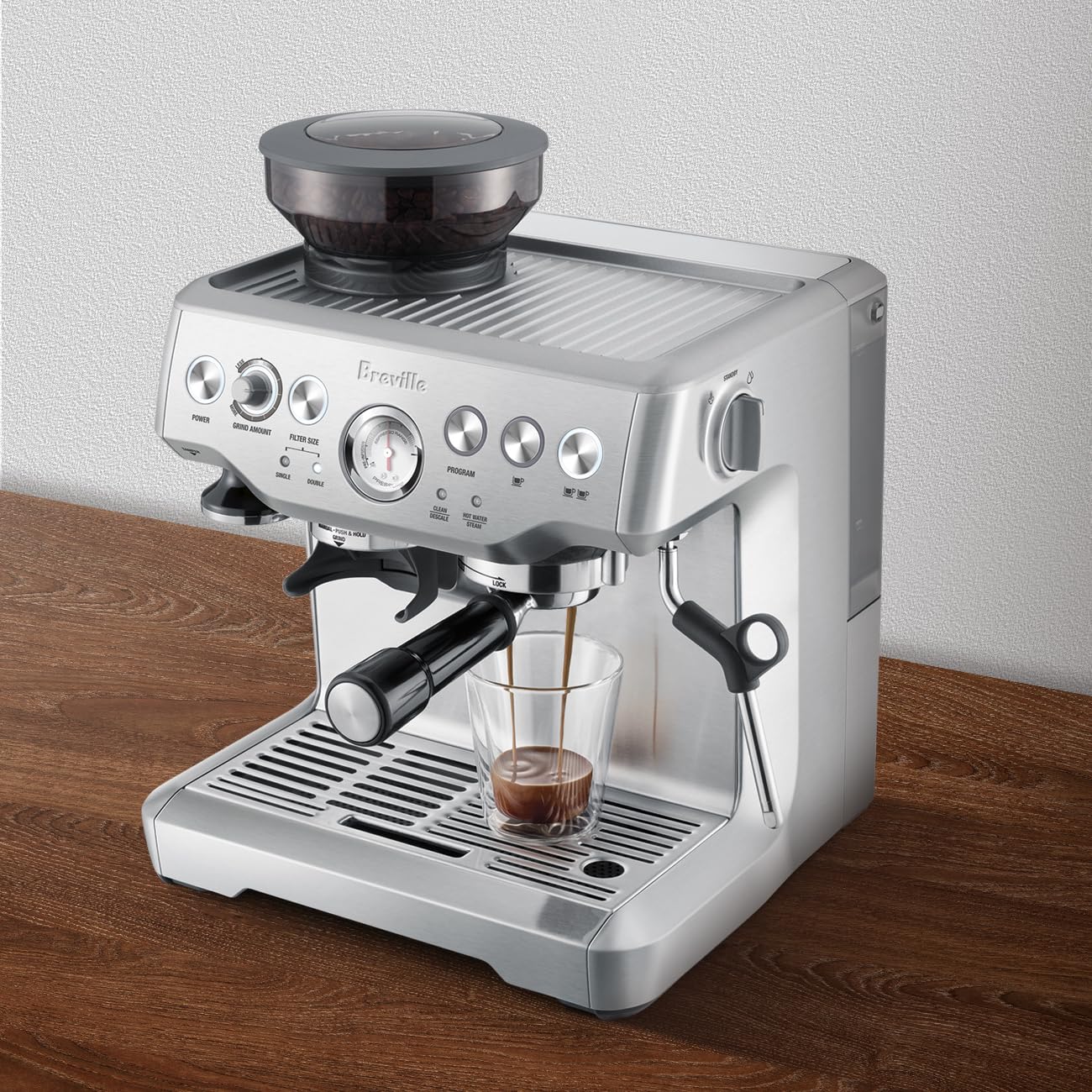 Frossvt portafilter with filter basket enables café-quality espresso at home.
