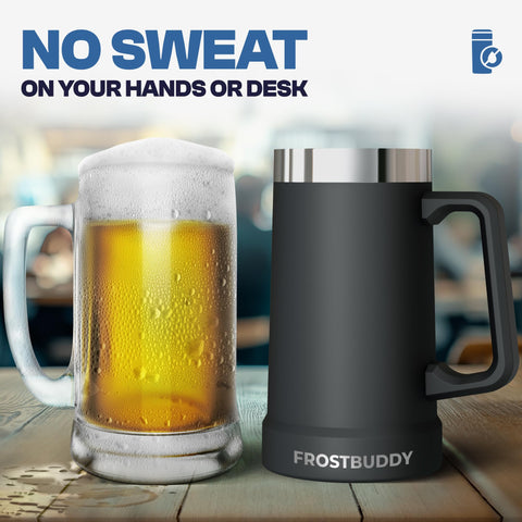 Frost Buddy Stein Buddy 24oz capacity, fewer refills demonstrated.
