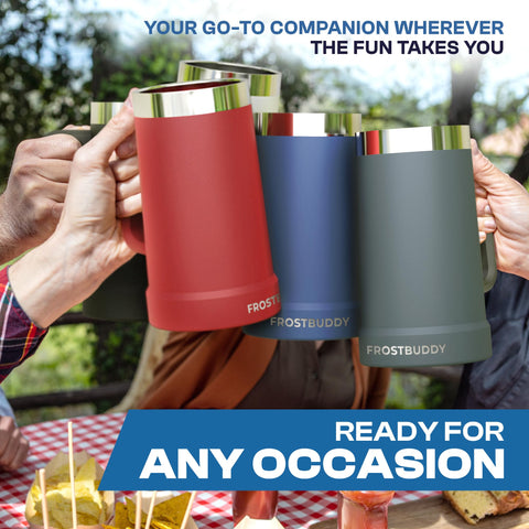 Frost Buddy Stein Buddy rugged durability for weekend camping and BBQs.