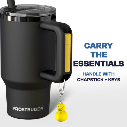 Frost Buddy Thicc Buddy flip lid with straw prevents spills during travel.