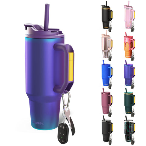 Frost Buddy Thicc Buddy Nebula 40oz tumbler keeps drinks hot or cold for hours.