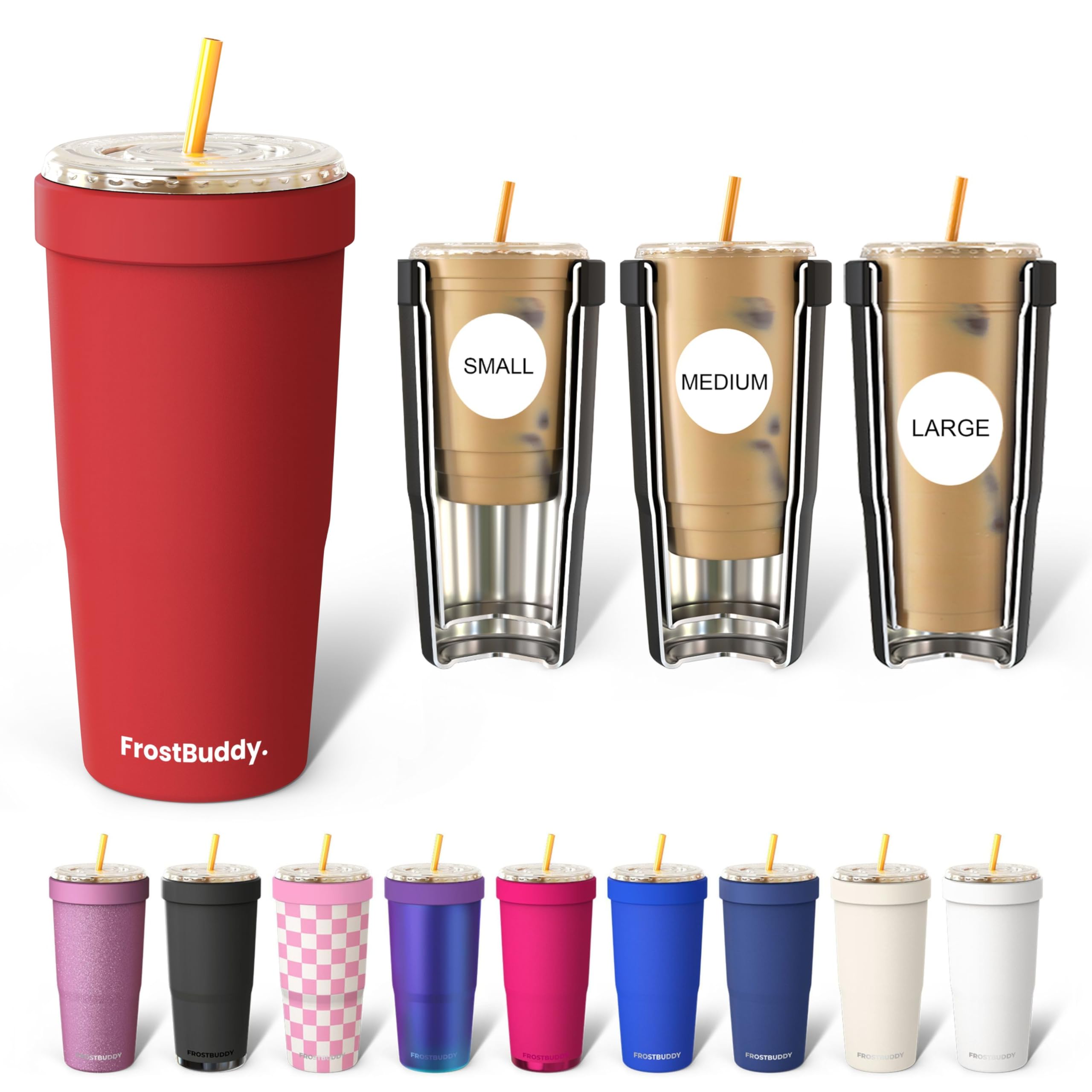 Frost Buddy Togo Buddy Crimson flip lid prevents spills during busy commutes