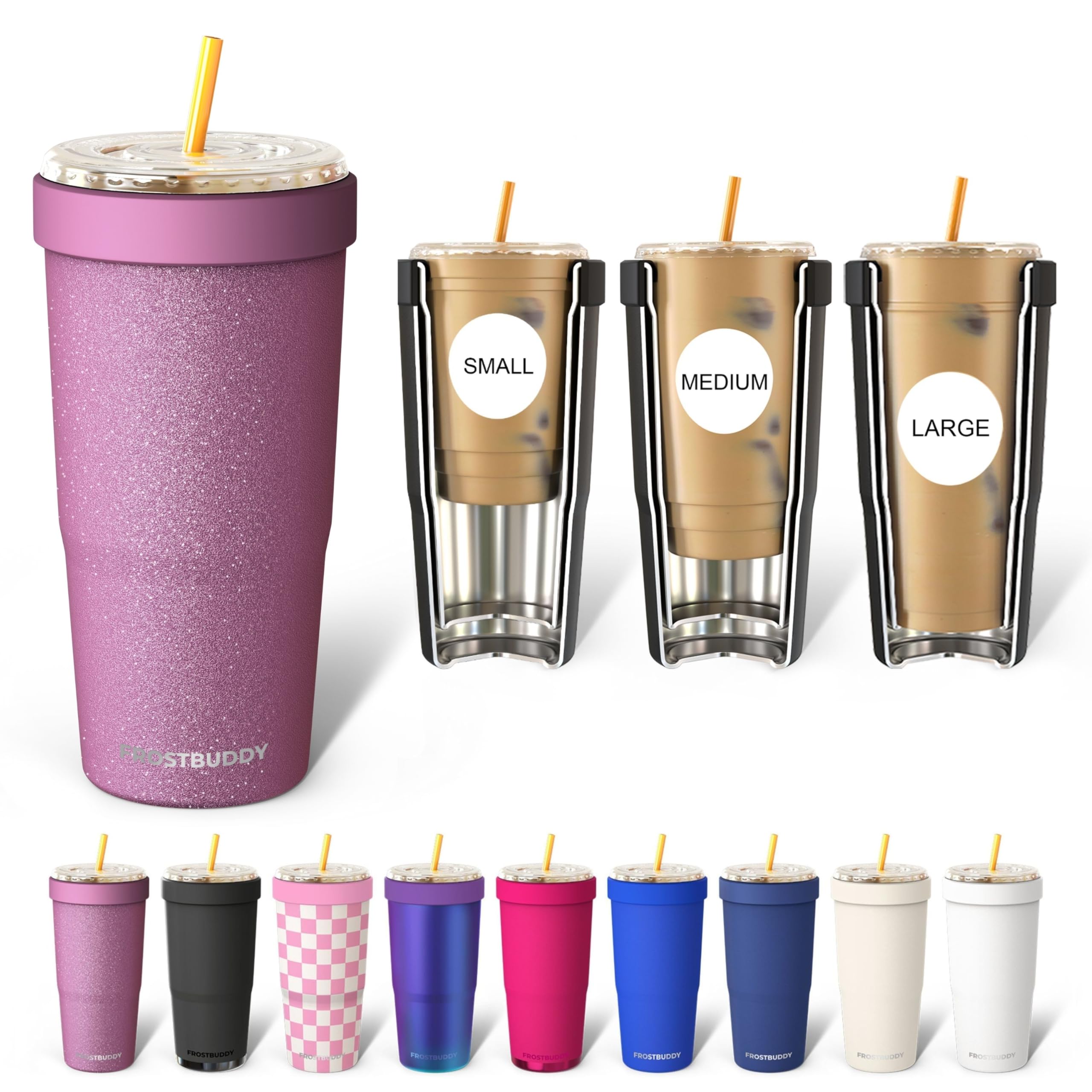 Frost Buddy Togo Buddy double-wall insulation for lasting hot or cold beverages.