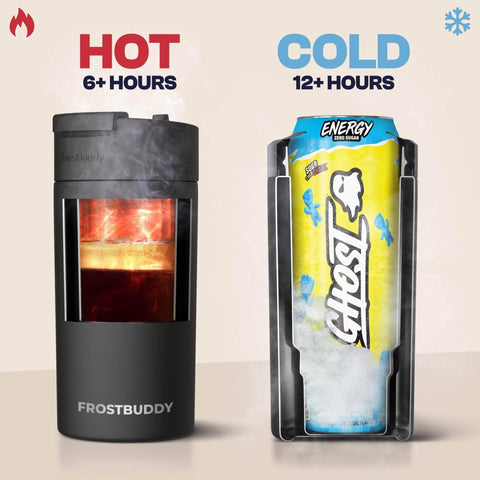 Frost Buddy travel lid-ready design enables easy transition to a mug on the go.