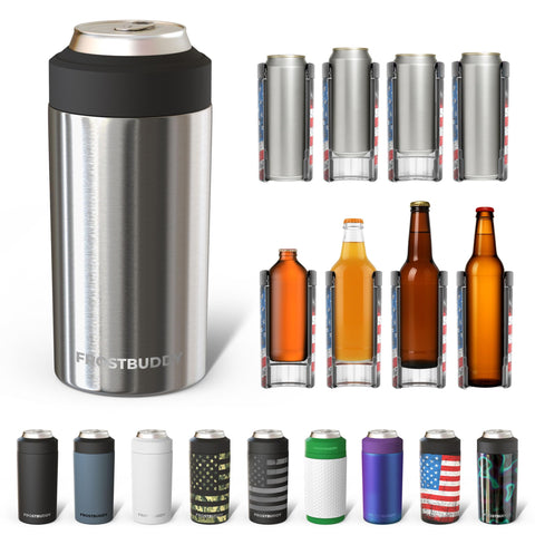 Frost Buddy universal can cooler 12oz fits regular cans for extended cold.