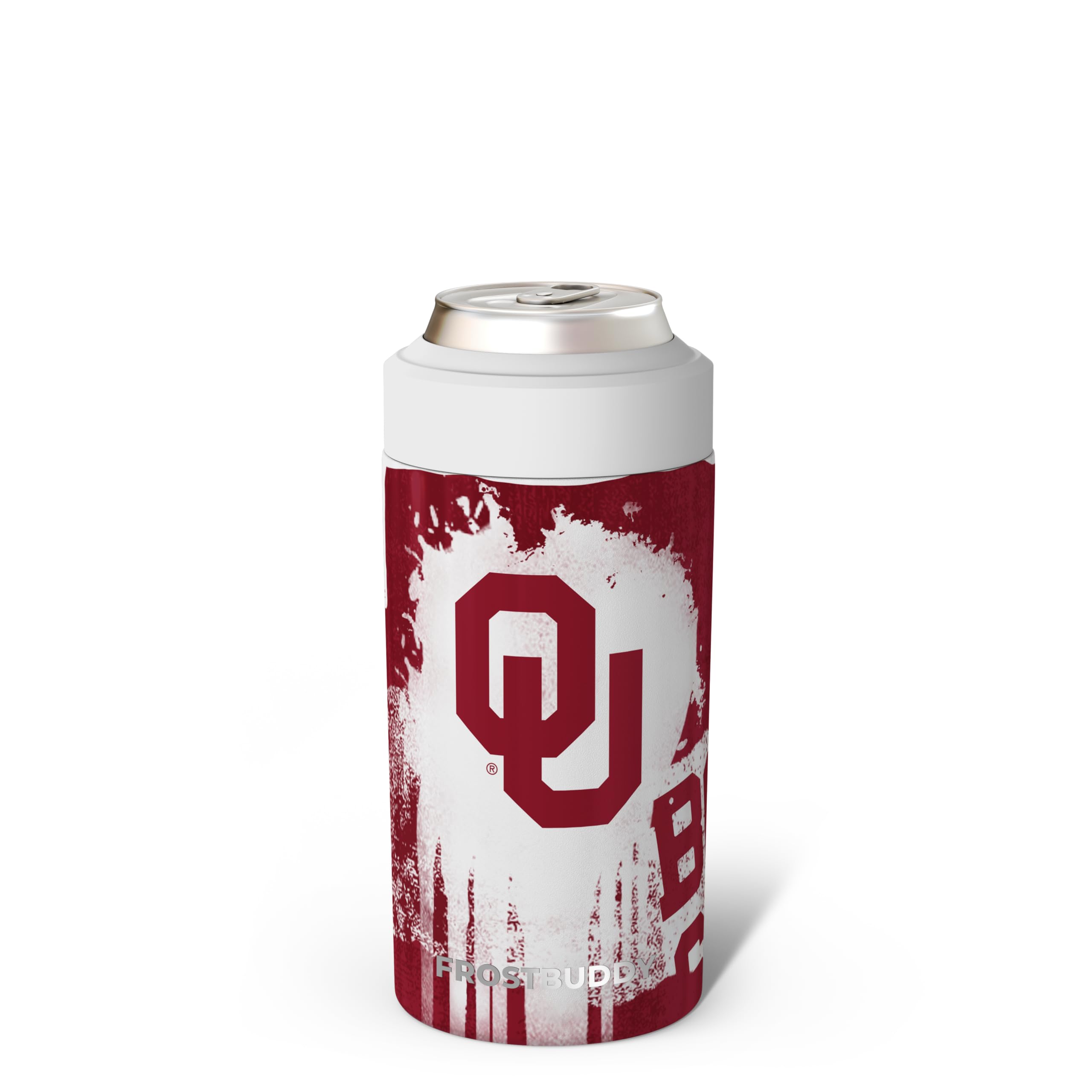 Frost Buddy universal can cooler holding a 12oz can for versatile use