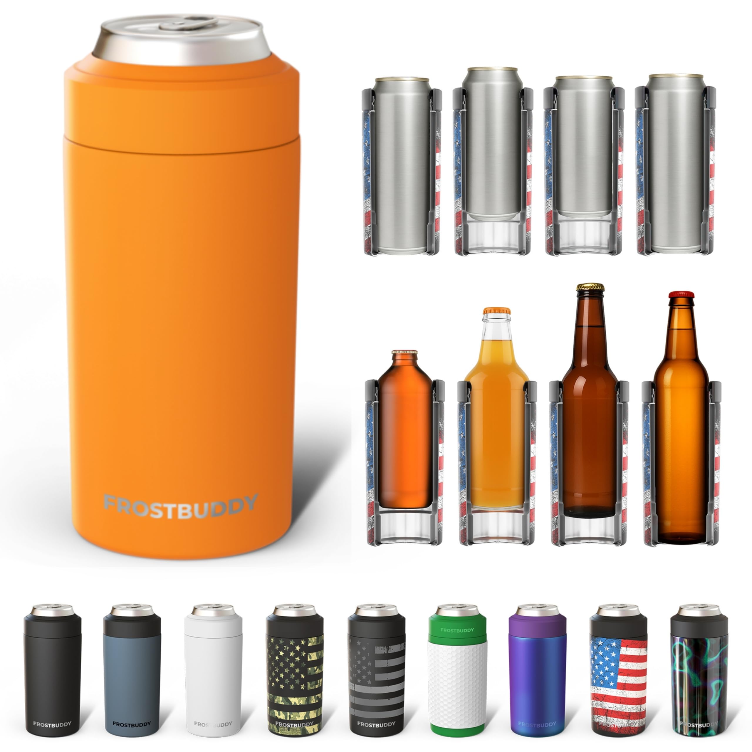 Frost Buddy universal can cooler five sizes in one, portable for any drink.