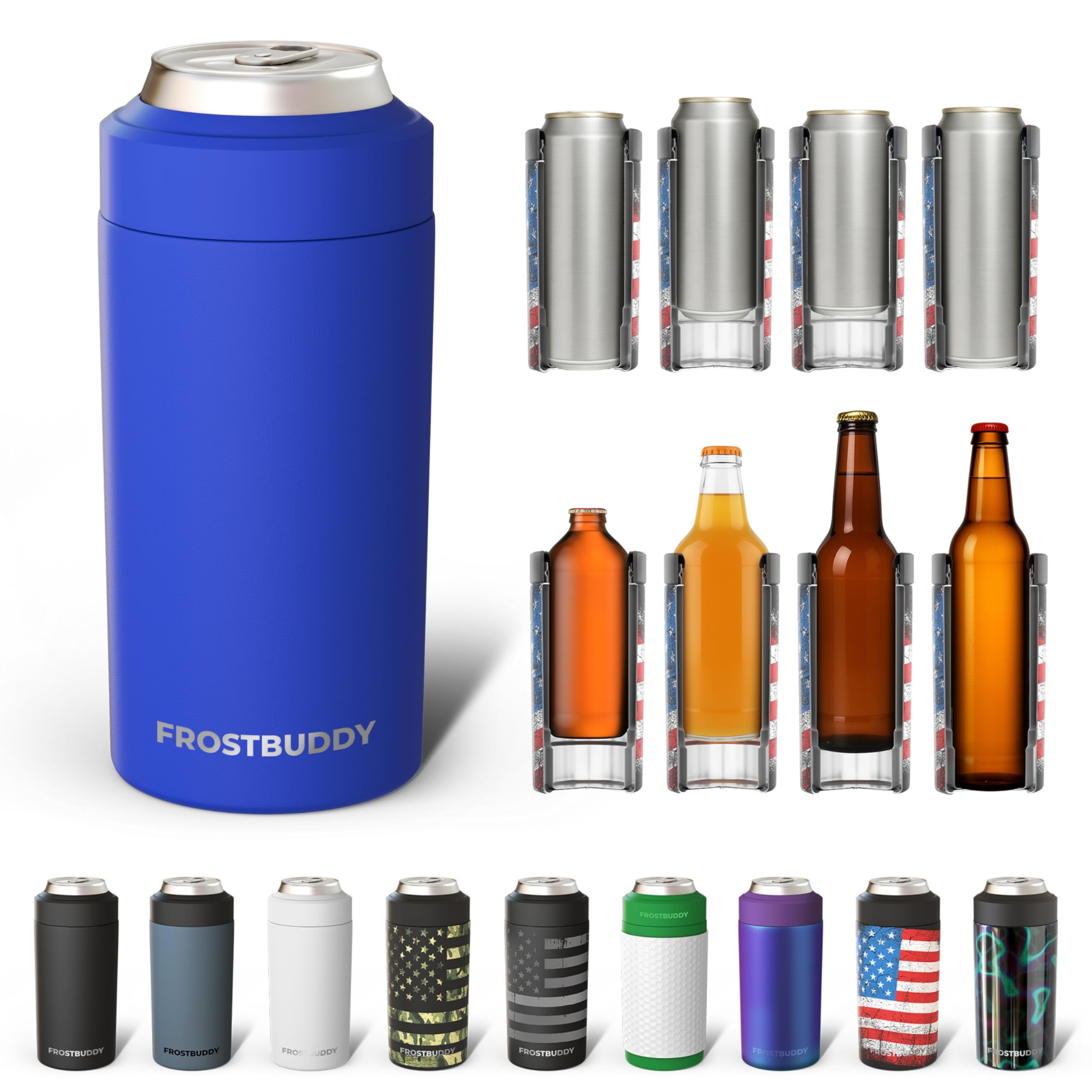 Frost Buddy universal can cooler front view keeps drinks icy cold on the go