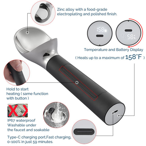 FrostJoy ergonomic non-slip handle reduces wrist strain while scooping