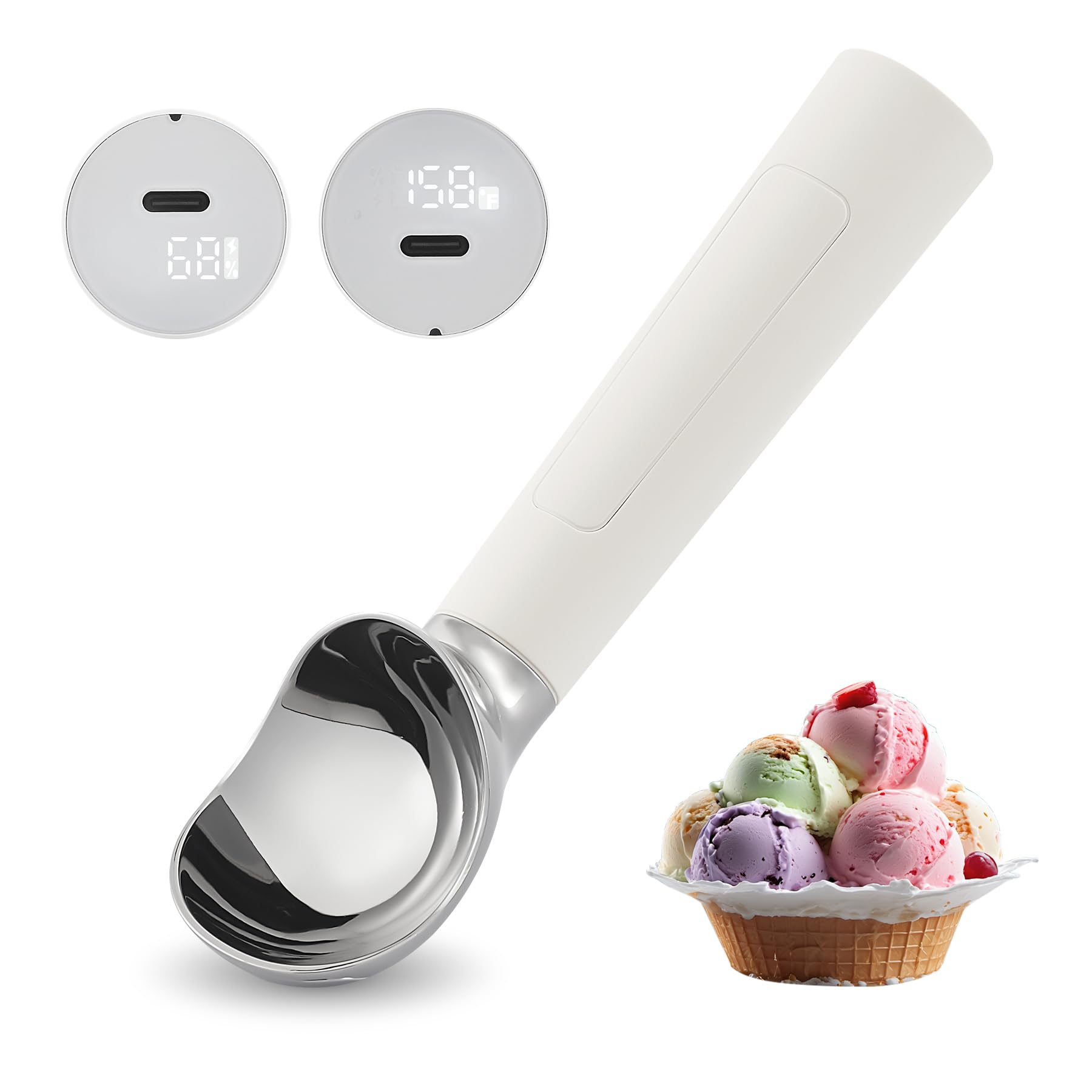 FrostJoy heated ice cream scoop in action for effortless hard scoops