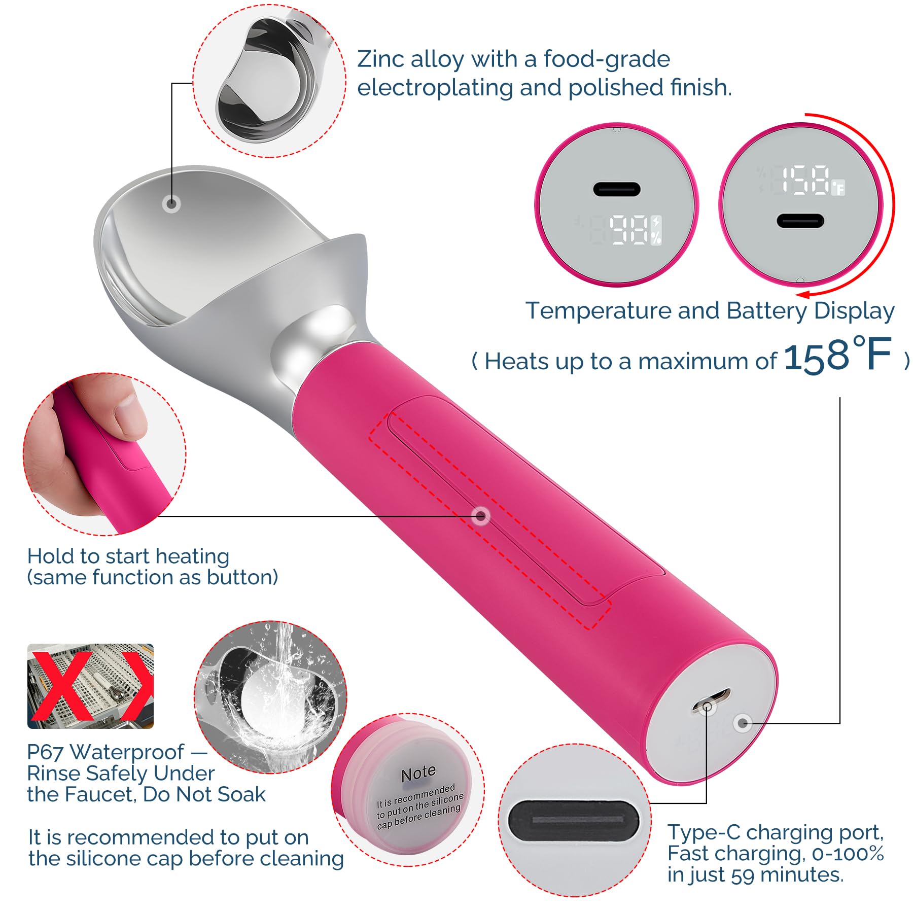 FrostJoy LED display base shows temperature while scooping