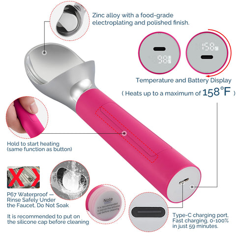 FrostJoy LED display base shows temperature while scooping