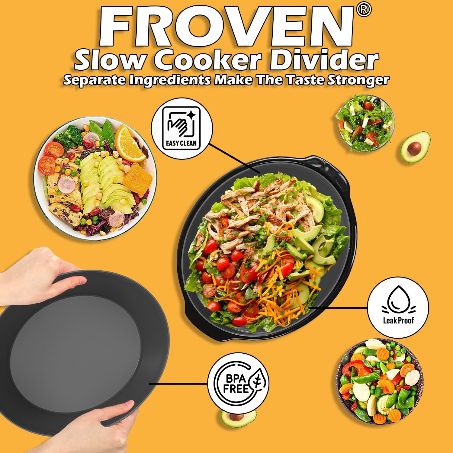 FROVEN grease shield close-up illustrating reduced cleanup and pot wear.