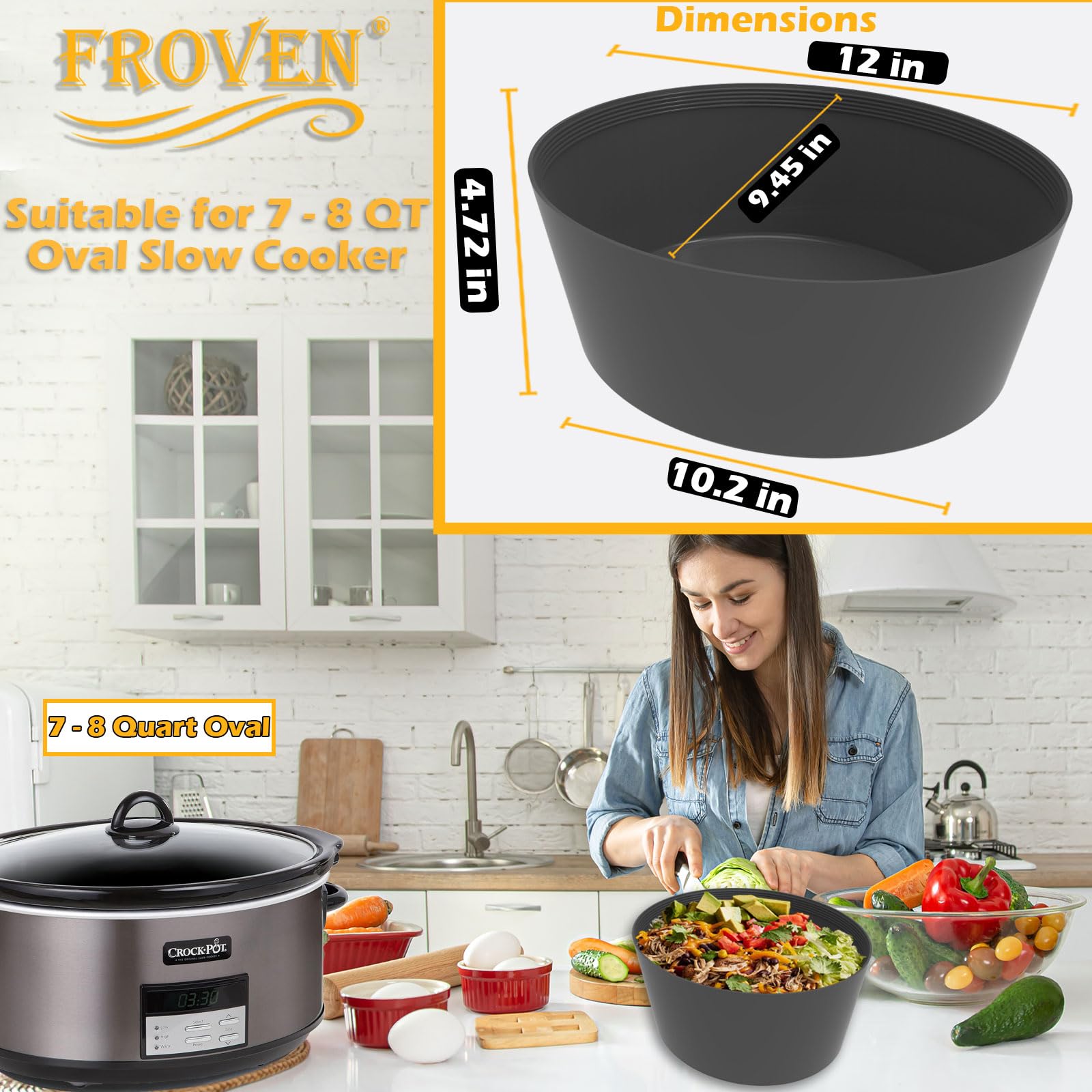 FROVEN thickened weighted silicone liner stays in place during cooking