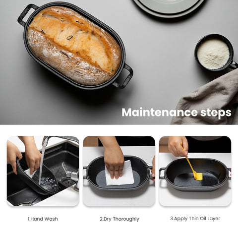 FRRLY oval loaf pan fits Dutch oven loaf techniques