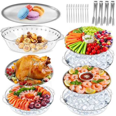 FRUIID chilled serving tray 4-pack top view keeps shrimp, fruit, and cheese cold throughout parties.