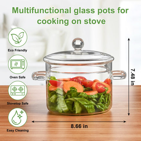 FrutPunch glass pot lid and double handles for safe grip