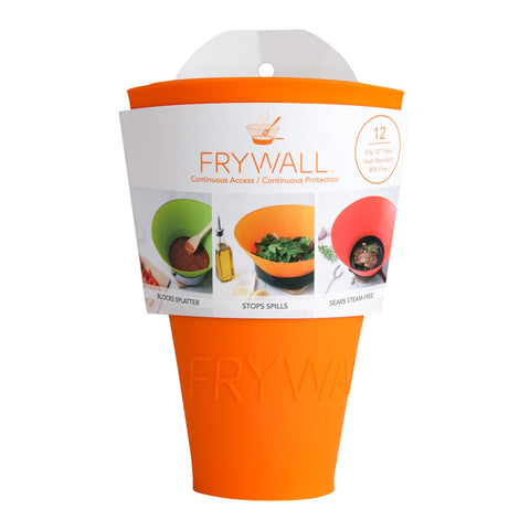 Frywall fits a 12-inch pan for uninterrupted cooking.