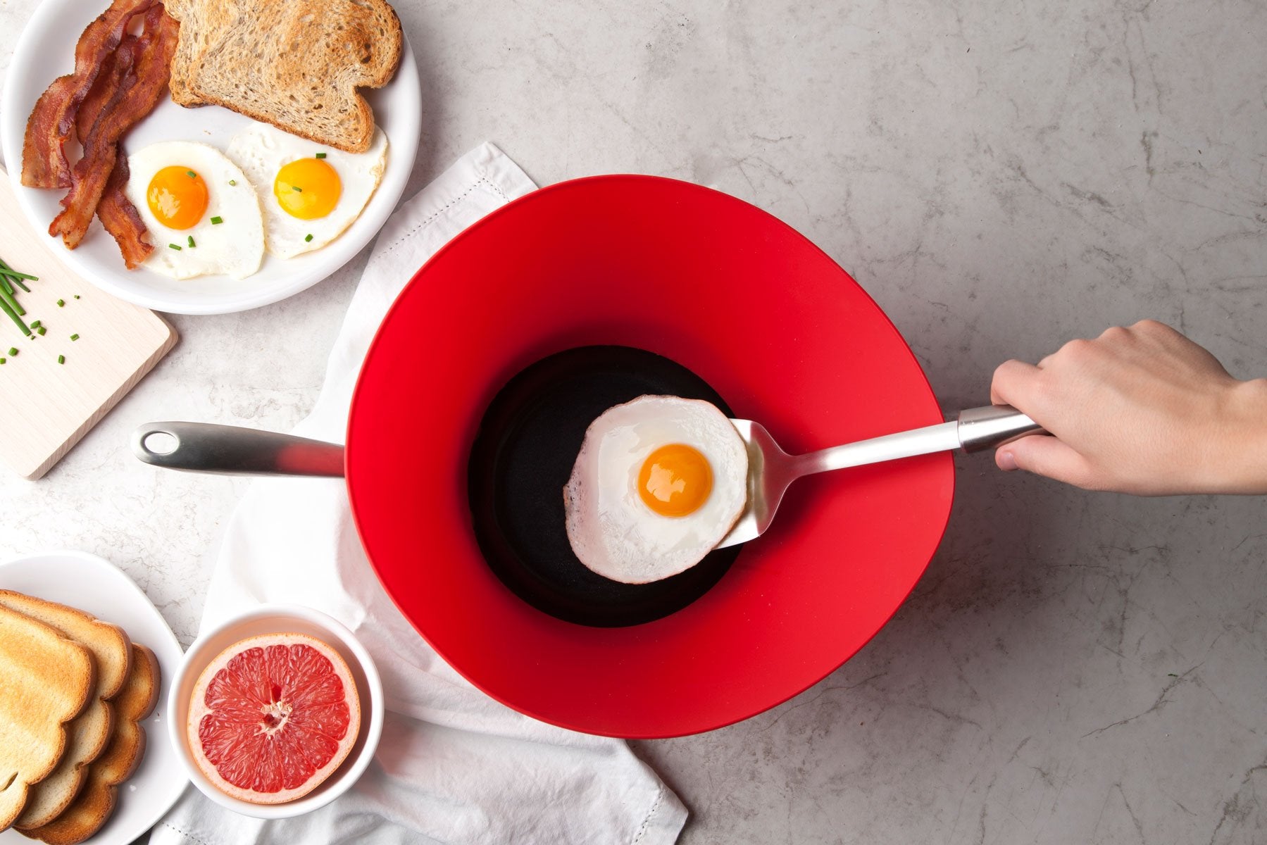 Frywall folded for compact storage after cooking